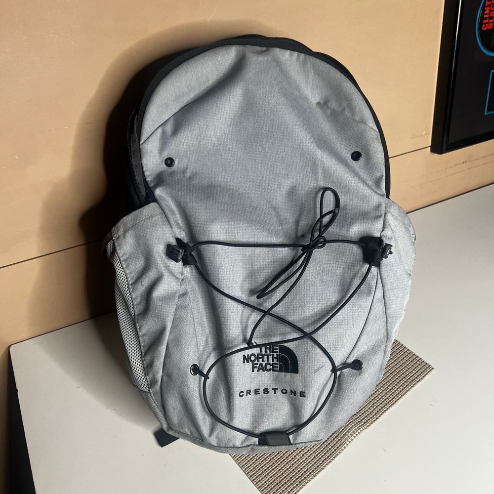 The North Face Crestone Backpack Gray Black FlexVent Laptop Sleeve Hiking Bag